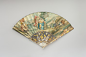 Fan, Parchment, paint, mother-of-pearl, gold, silver, glass, Italian