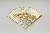 Fan, Parchment, paint, mother-of-pearl, gold, silver, glass, Italian