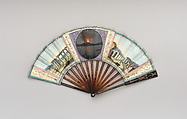 Folding Fan with representations of Pompeii and the 1786 eruption of Vesuvius, Gouache on parchment; tortoiseshell, gilt metal, glass, Italian