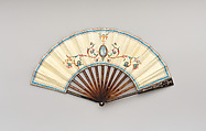 Folding Fan with representations of Pompeii and the 1786 eruption of Vesuvius, Gouache on parchment; tortoiseshell, gilt metal, glass, Italian