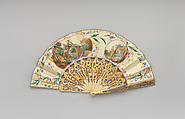 Fan, Parchment, paper, paint, ivory, gilt, glass, Italian