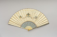 Fan with representation of eruption of Vesuvius, Parchment, ivory and mother-of-pearl, Italian