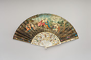 Fan, Parchment, paint, mother-of-pearl, glass, Italian