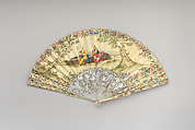 Fan, Parchment, paint, mother-of-pearl, glass, Italian