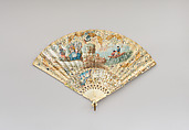 Fan, Kid, paint, ivory, gilt, Netherlandish or Dutch