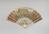 Fan with depiction of the siege of Gibraltar by the Spanish (1779–1783), Paper and ivory, Spanish