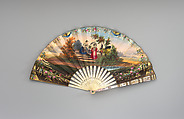 Fan depicting figures in Spanish costumes, Paper, paint, gilt, ivory, mother-of-pearl, glass, Spanish