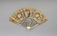 Fan, Silk, spangles, ivory, gilt, possibly German