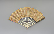 Fan, Silk, spangles, ivory, gilt, possibly German