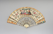 Fan, Paper, ivory, gilt tinsel, paint, silk thread, paillettes, possibly Spanish