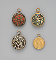 Watch, Case of gold and enamel, with floral design; jeweled movement, with cylinder escapement, French, Lyon