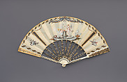 Fan, Silk, paint, ivory, gilt, possibly German