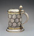 Coin Tankard, Daniel Männlich der Ältere (German, Obersdorf 1625–1701 Berlin), Silver, partially gilded, inset with silver coins, German, Berlin