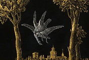 Hunting Scene, Jonas Zeuner (Dutch, Kassel 1727–1814 Amsterdam), Engraving in gold and silver foil behind glass, black lacquer; gilt-wood frame, Dutch, Amsterdam