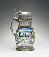 Jug with cover, Glass, pewter, Bohemian