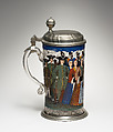 Tankard, Glass; pewter, German