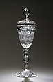 Standing cup with cover, Workshop of Jacob Sang (Dutch, Erfurt 1720–1786 Nigtevecht), Glass: blown and wheel-engraved, Dutch, Amsterdam