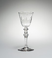 Wine goblet, Engraving attributed to Jacob Sang (Dutch, Erfurt 1720–1786 Nigtevecht), Lead glass, wheel engraved, Dutch, Amsterdam