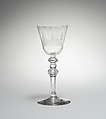 Wine goblet, Engraving attributed to Jacob Sang (Dutch, Erfurt 1720–1786 Nigtevecht), Lead glass, wheel engraved, Dutch, Amsterdam