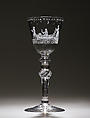 Wine goblet, Engraving attributed to Jacob Sang (Dutch, Erfurt 1720–1786 Nigtevecht), Lead glass, wheel engraved, Dutch, Amsterdam