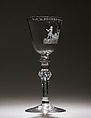 Wine goblet, Engraving attributed to Jacob Sang (Dutch, Erfurt 1720–1786 Nigtevecht), Lead glass, wheel engraved, Dutch, Amsterdam