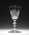 Wine goblet, Glass, wheel engraved, Possibly Northern German glass with Dutch engraving