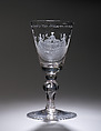 Wine goblet, Glass, wheel engraved, Possibly Northern German glass with Dutch engraving