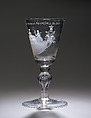 Wine goblet, Glass, wheel engraved, Possibly Northern German glass with Dutch engraving