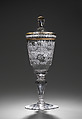 Standing cup with cover, Glass, German, Silesia
