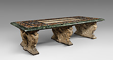 The Farnese Table, Designed by Jacopo [Giacomo] Barozzi da Vignola (Italian, Vignola 1507–1573 Rome), Marble of different colors, semiprecious stones, Egyptian alabaster, residue of paint of different colors on the piers, Italian, Rome