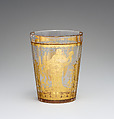 Beaker, Glass, double walled, with decoration in gold leaf, engraved (Zwischengold glass), Bohemian
