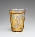 Beaker, Glass, double walled, with decoration in gold leaf, engraved (Zwischengold glass), Bohemian