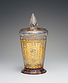 Beaker with cover, Zwischengold glass, Bohemian