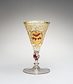 Wineglass, Glass, verre églomisé and Zwischengold glass, Bohemian