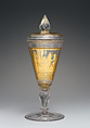 Standing cup with cover, Zwischengold glass, Bohemian