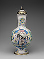 Jug, Justus Alexander Ernst Glüer (German, working 1719–35), Tin-glazed earthenware, silver-gilt, German, Nuremberg