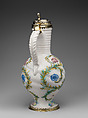 Jug, Justus Alexander Ernst Glüer (German, working 1719–35), Tin-glazed earthenware, silver-gilt, German, Nuremberg