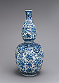 Double-gourd vase (one of a pair, part of a garniture), Lambertus van Eenhoorn (Dutch, 1651–1721), Tin-glazed earthenware, Dutch, Delft