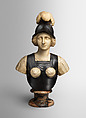 Female warrior probably representing Minerva, Bust: white and black stone marble; socle: variegated red, black and gray/pink marble, possibly Flemish