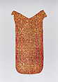Two strips of red, yellow and white lampas silk; possibly originally part of a chasuble, Silk, linen and metal thread, Spanish