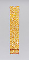 Patched strip of red, yellow and white lampas silk; possibly originally part of a chasuble, Silk, linen and metal thread, Spanish