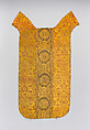 One strip of yellow and red lampas silk; originally part of a chasuble, Silk and linen, Italian, possibly Lucca