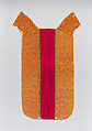 One strip of yellow and red lampas silk; originally part of a chasuble, Silk and linen, Italian, possibly Lucca