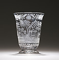 Woodland scene of bird-snaring, Glass, German, Nuremberg
