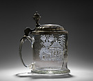 Tankard, Glass, pewter, probably German