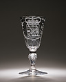 Wineglass with arms of William V, Prince of Orange, Clear glass, Dutch or Flemish