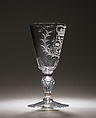 Wineglass with arms of William V, Prince of Orange, Clear glass, Dutch or Flemish