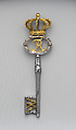 Chamberlain's key, Steel, mercury gilt silver and brass, German