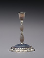 Candlestick with octagonal base (one of a pair), Georg Schäffer, Gray agate, silver, German, Nuremberg