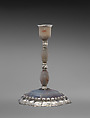 Candlestick with octagonal base (one of a pair), Georg Schäffer, Gray agate, silver, German, Nuremberg